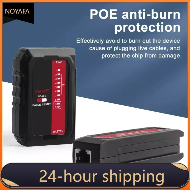 ZHOUCE NF-466 Network Cable Tester POE Wire Checker Launcher & Receiver UTP STP Cable Continuity Tester RJ45/RJ11/R]12/CAT5/6/7