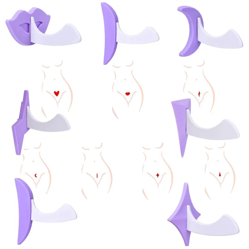 여성용 비키니 전용 사생활 면도 스텐실, 여성용 헤어 면도기, 섹시한 친밀한 쉐이핑 도구 액세서리, 1 세트 = 7 개
