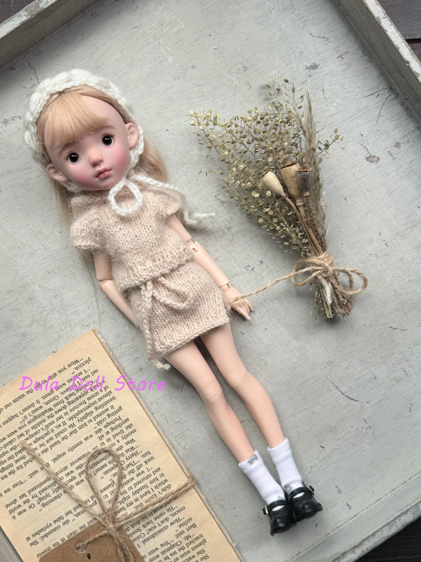 Dula 인형 옷 Blythe Landoudou Landazz ob24 ob22 Licca 1/6 인형 니트 원사 후크 및 머리띠 ? 탑스 ? 스커트
