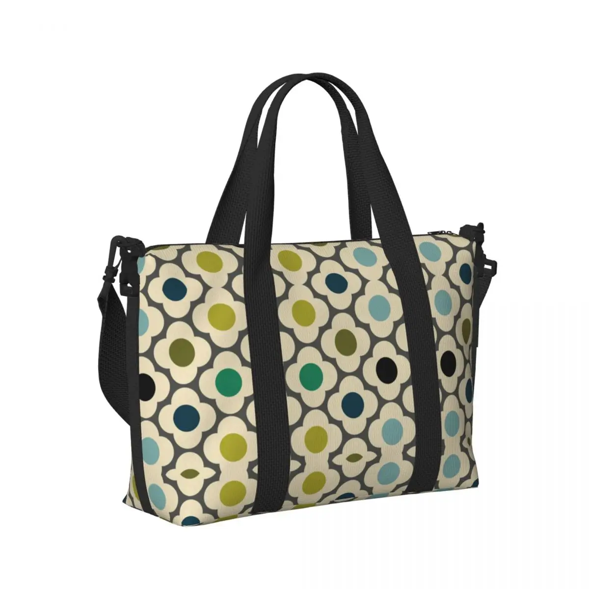 Large Orla Kiely Flowers Abstract Tote Bag Women Geometric Shoulder Shopper Beach Gym Travel Bag