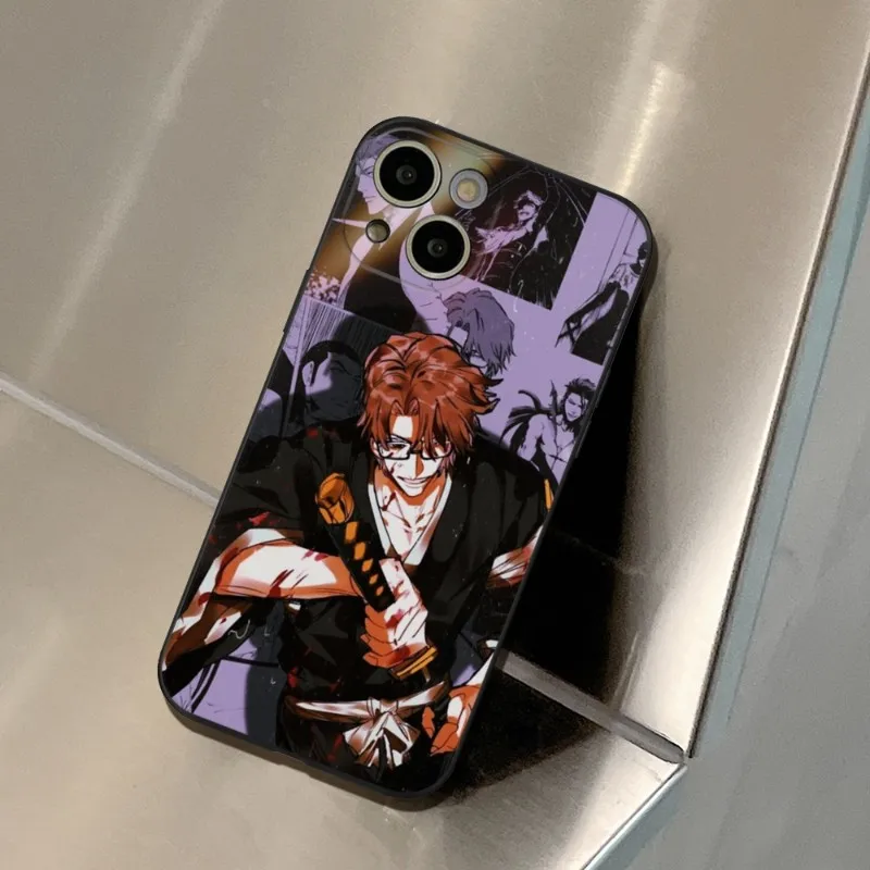 thumbnail image 1 of Sosuke-funda de teléfono de Anime Aizen Bleach, cubierta negra para IPhone 14, 13, 11, 12 Pro, 8, 7 Plus, X, 13 Pro, MAX, XR, XS, MINI SE, 2020, 1 of 5