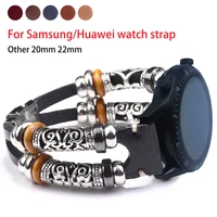 Lederen Horloge Band Voor Huawe Horloge GT2 46Mm Gt 2 Pro/2e Strap Voor Samsung Galaxy Horloge 3 41Mm/Actieve Echt Retro Handgemaakte Band