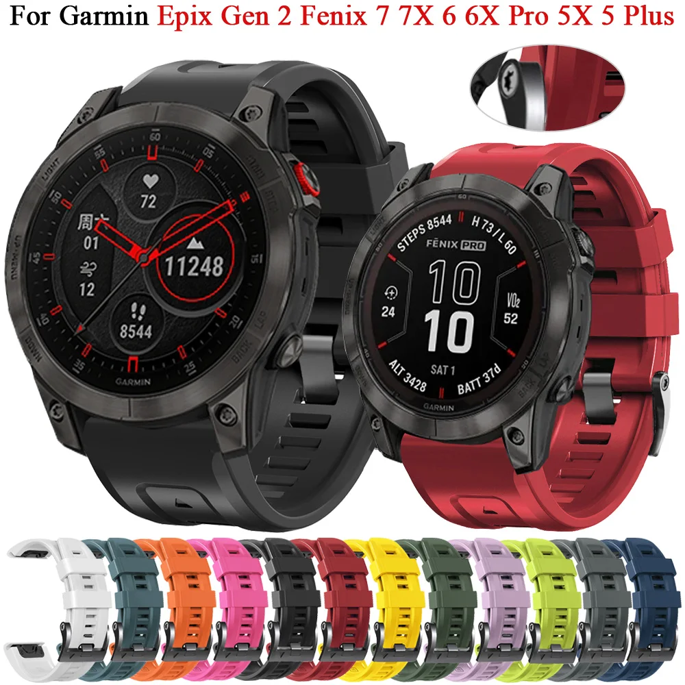 

22mm 26mm Quickfit Watch Strap For Garmin Epix Gen 2 Mk2 Tactix Bravo Silicone Band Fenix 7X 7 6X 6 Pro 5X 5 Plus 945 Bracelet