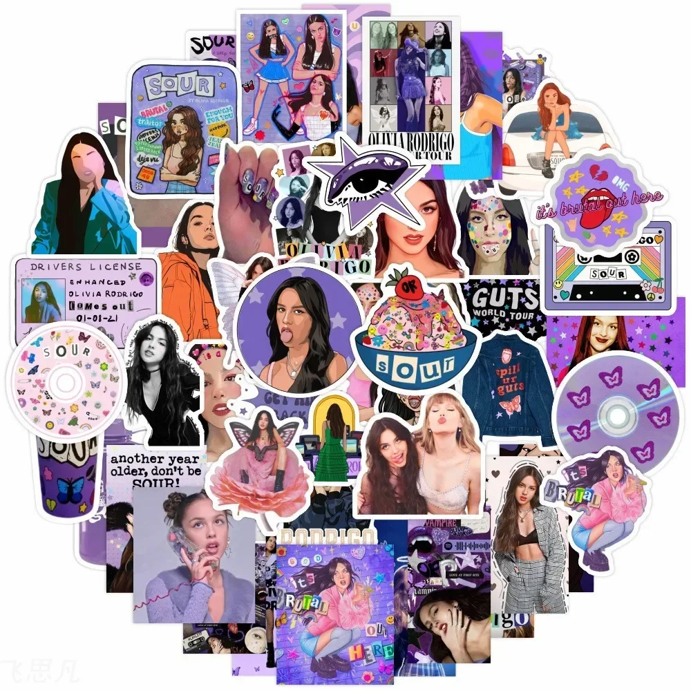 Decorative Stickers 50Pcs Olivia Isabel Rodrigo Originality Singer Star Laptop/skateboard Theme Party Waterproof