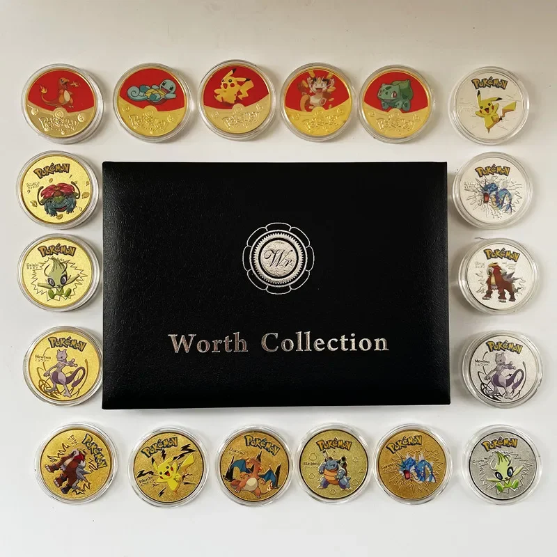 

New Charming Pokemon Commemorative Coin Kawaii Pikachu Patterns Gold Plated Color 46 Patterns Collection Anime Perfect Gifts