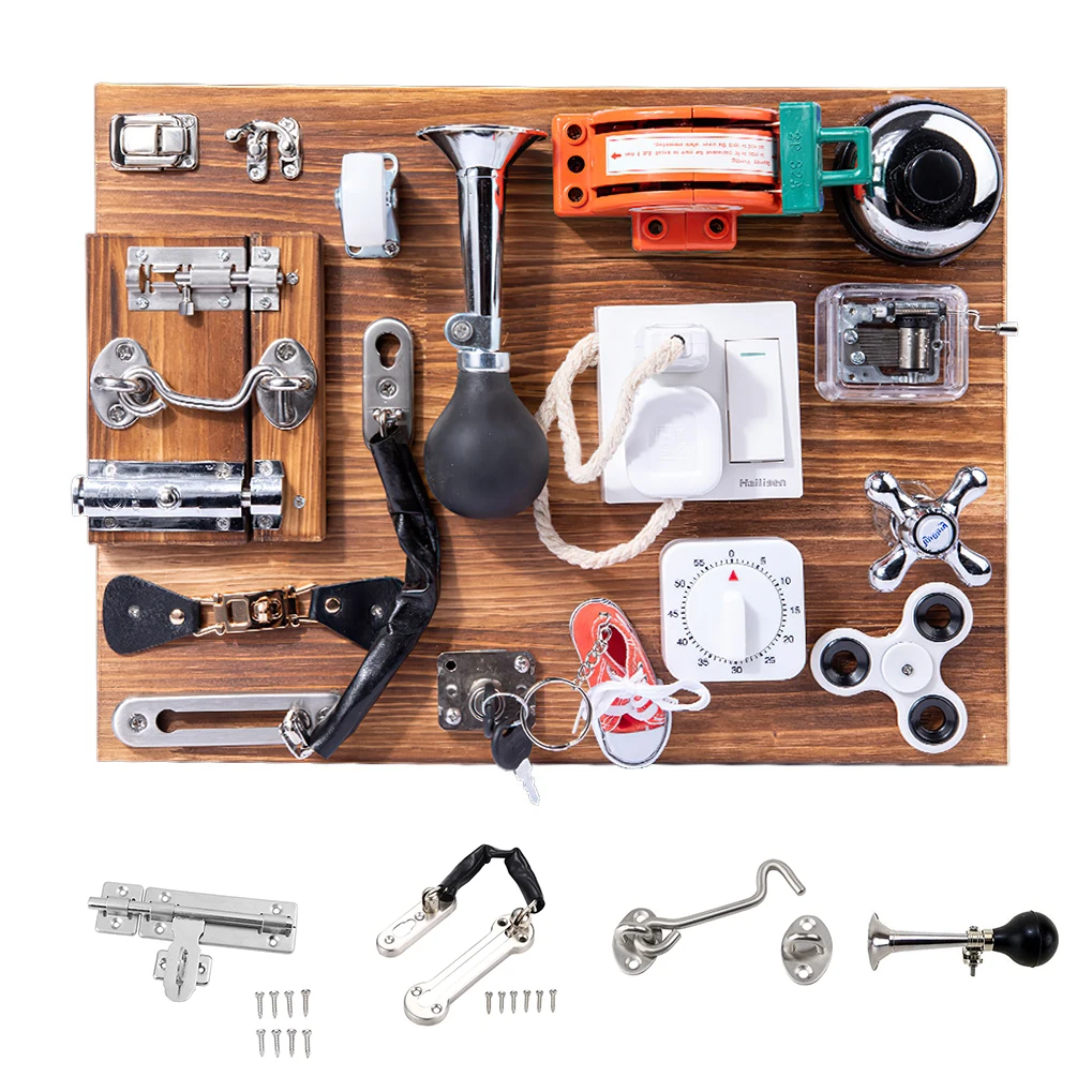 

Montessori Children Toys Busy Board Accessories Latch Lock Cognition Games Education Sensory Activity Toys For Fine Motor Skills