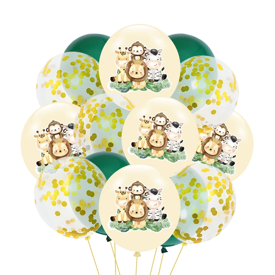 7 pezzi Jungle Safari Buon compleanno Palloncini Animali Foil Palloncini Wild One Kids Festa di compleanno Baby Shower Decor Sfondo Fornure  15