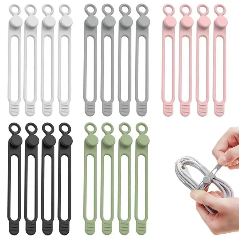 최적의 데이터 케이블 정리기, 업그레이드된 실리콘 케이블 타이 재사용 가능한 케이블 관리 정리기, 탄성 코드 정리기