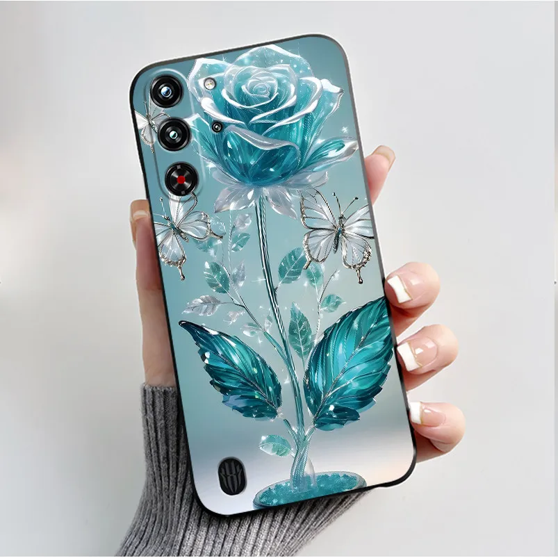 Soft Silicone Black Shell with Cute Flower Design - Protective Case