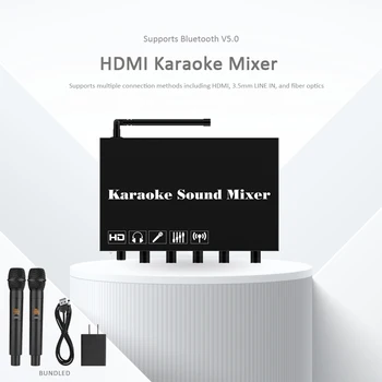 Wireless Microphone Karaoke Mixer System with 2 Handheld Microphones Support Smart TV, Home Theater, Soundbar, Game Console