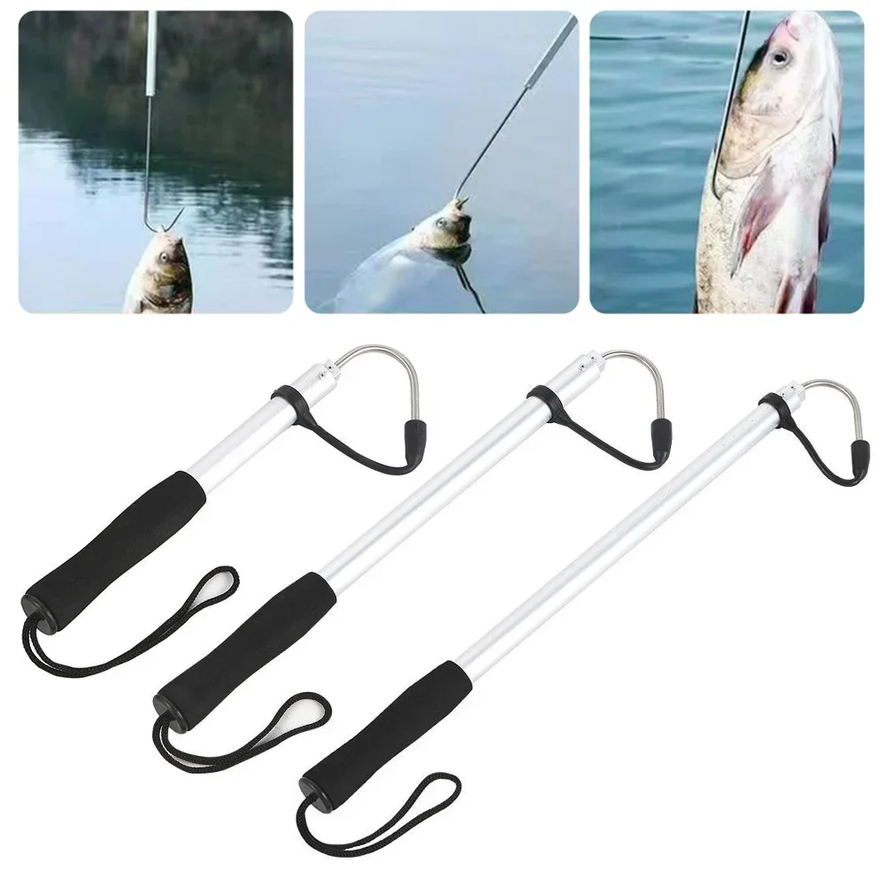 60/90/120CM Scalable Fish Grip with Barbs Fishing Gig Harpoon Metal Fishing Gaff Fork Hook for Outdoor Sea Boat Ice Fishing