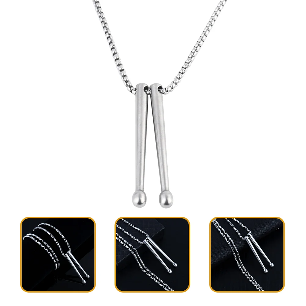 

Drum Necklace Women Trendy Pendant Cool Drumsticks Stainless Steel Necklaces Aesthetic Miss Accessories Tambor