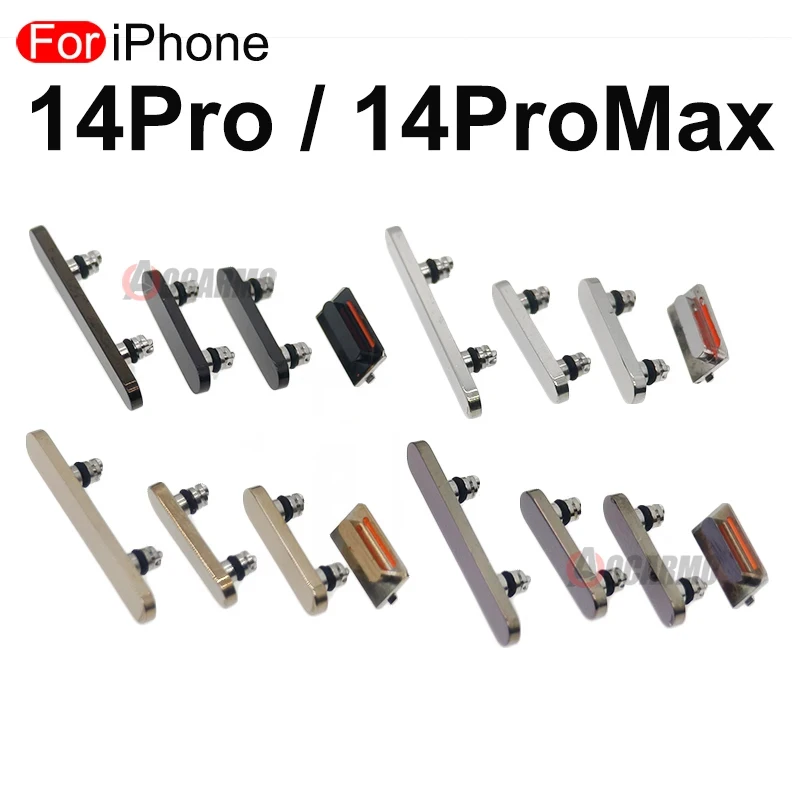 Aocarmo For Apple iPhone 14 Pro Max 14Pro 14PM 풀 세트 사이드 키 전원 켜기 끄기 볼륨 음소거 버튼 교체 부품