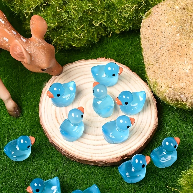 100pcs Glow-in-the-Dark Mini Resin blue Ducks Luminous DIY Craft Decorations for Aquariums Garden Landscapes Holiday Party Decor 3