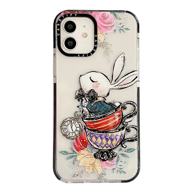 CASETIFY Tea Cup Rabbit TPU Cases for iPhone 13 12 11 14 Pro Max XR XS XS Max 14 Plus Lady Girl