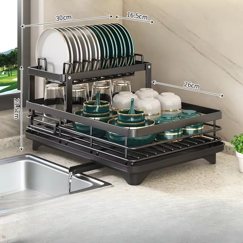 2025 NEW Kitchen plate storage box with drainboard above sink countertop tableware storage rack tableware drying rack adjustable 4