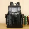 New Crocodile Belly Pattern Large Capacity Travel Backpack Female Genuine Leather High Men's Bag Trendy Males Bags For Teenagers 6