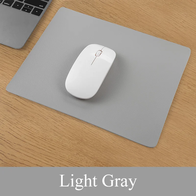 Deluxe Solid Color PU Leather Waterproof Mouse Mat, Anti-slip, 23x19cm - Stylish Desk Accessory