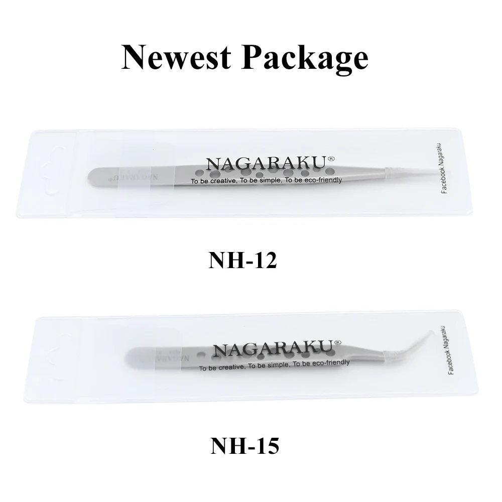 Eyelash Tweezers Nagaraku Makeup Eyelashes 2pcs set N-01 N-02 Eyelashes Tweezers NH-12 NH-15 Accurate Lashes ST-12 ST-15 Pincet Stainless