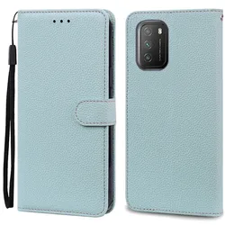 Retro Wallet Leather Flip Phone Case - Premium Protection Cover for POCO M3 (Light Blue)