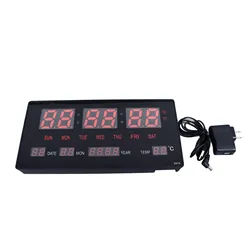 Large LED Digital Wall Clock with Hourly Chime and Backlight Calendar (US 110 - 220V)