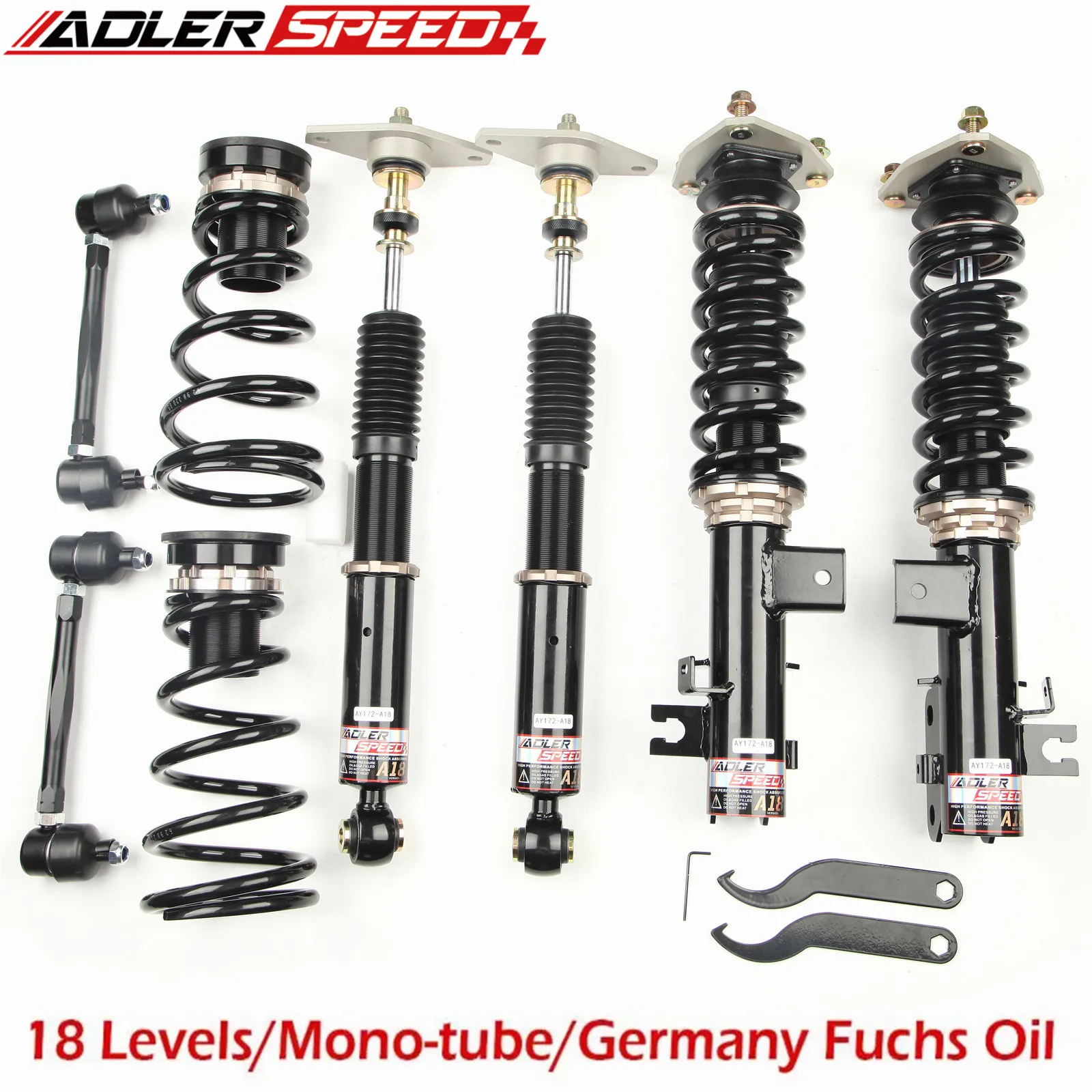 

For 14-18 MAZDA 3 Coilovers Lowering Kit 18 Way Adj.Damper Springs by ADLERSPEED