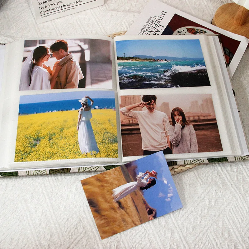 Album photo imprimé en lin, 200 pochettes 4×6 pouces, album souvenir pour mariage, bébé, famille et collection d'anniversaires