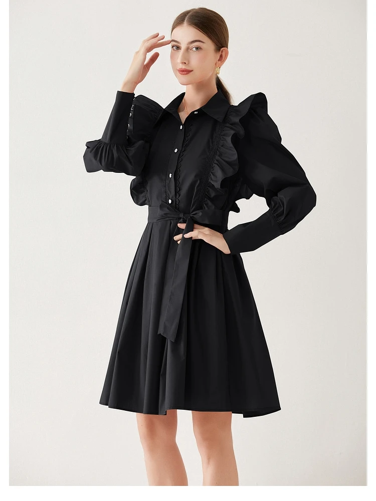 ミュージシャン 2way Frill Shirts/Inspired by Future Pop Women Springr Shirt Temperament New French Super Fairy Layer