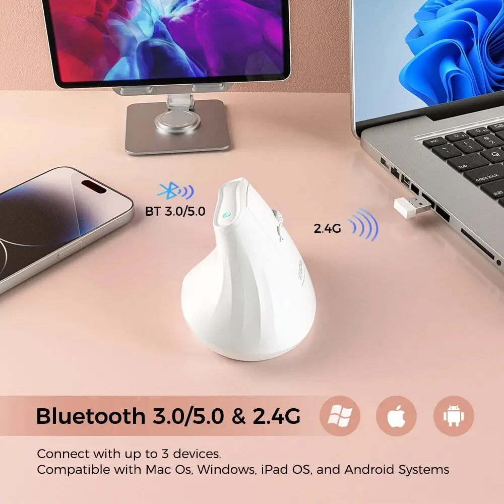 Kysona EM9 Vertical Wireless Bluetooth Silent Mouse Ergonomics RGB4000DPI Rechargeable Button Office Gaming Mouse Laptop PC