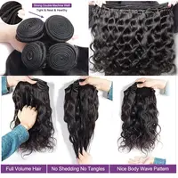 Human Hair Bundles with Closure Body Wave Brazilian Virgin Human Hair Weave 3 Bundles with 4x4 Lace Closure Natural Black Color 2