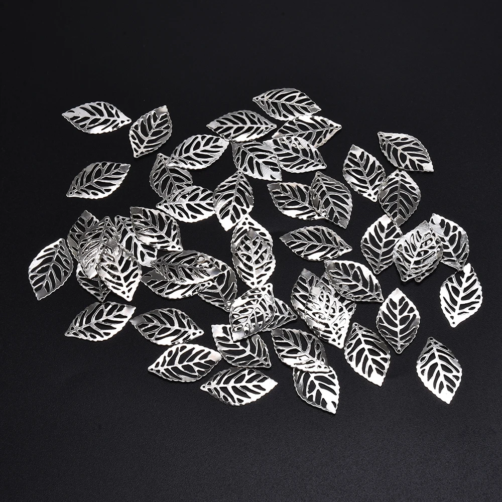 Jewelry Accessories 50Pcs Leaves Filigree Metal Crafts Jewelry DIY Wedding Accessories Pendant Chinese Costume Bride Coronet Metal Leaves