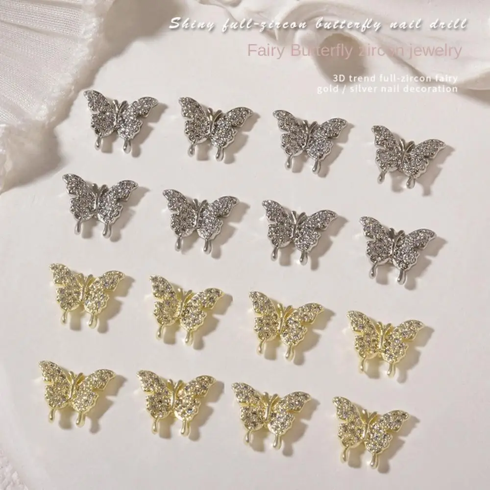 

Korean Nail Art Gold Silver Nail Art Jewelry Nail Rhinestones Nail Drills Butterfly Nail Decorations Manicure Accessories
