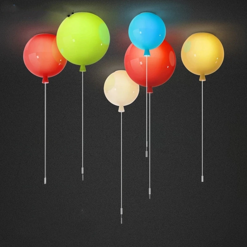 Description Picture 2 of itemModern Colorful Balloon Memory Led Wall Lamps Pull Switch Bedroom Bedside Corridor Sconce Ceiling Light E27 Bulbs Wall Lighting