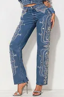 Plus Size Business Casual Blue Pocket Elegant Drilling Denim Jeans