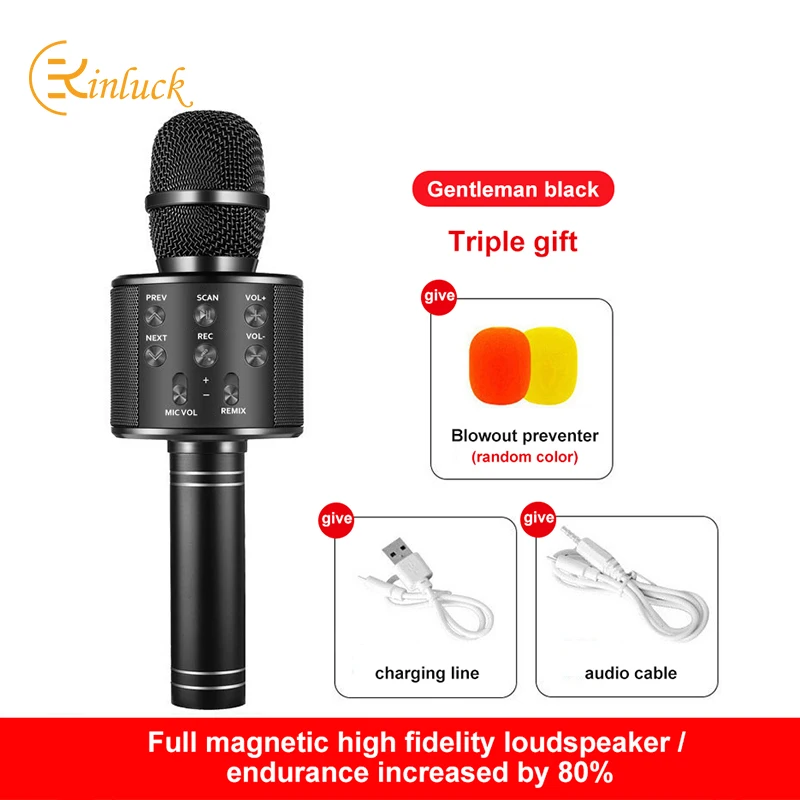 WS858 Portable Bluetooth-compatible Karaoke Microphone Wireless  Professional Speaker Home KTV Handheld Microphone Dropshipping - AliExpress