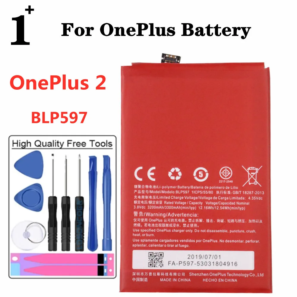 

Original BLP597 Cell Phone Battery 3300mAh For One Plus OnePlus 2 A2001 High Quality Replacement Batteries Bateria + Tools Kits