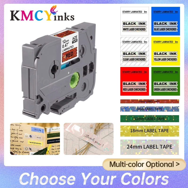 

KMCYinks 1pack TZe-231L1 241L1 Compatible for Borther P-Touch Laser Checkered tape Label Printer PT-H100 Colorful Sparkling tape