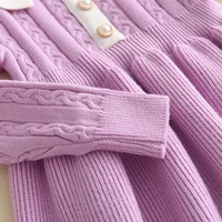 Robe d'hiver en laine tricotée à manches longues pour filles, pull de princesse tricoté à volants, vêtements décontractés, automne 5