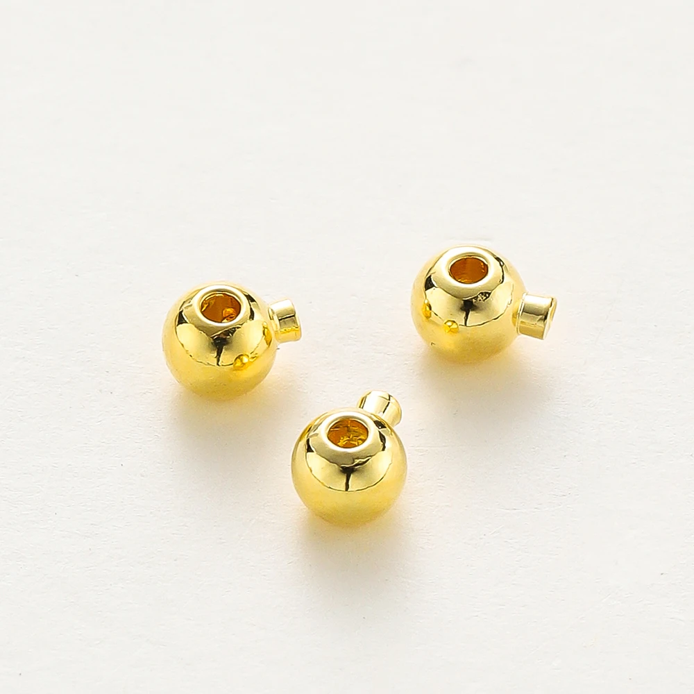 20pcs Positioning Clasp 14K 18K Gold Plated Crimp Snap Button Bracelet Necklace Fastener Ball End Cap For DIY Jewelry Findings
