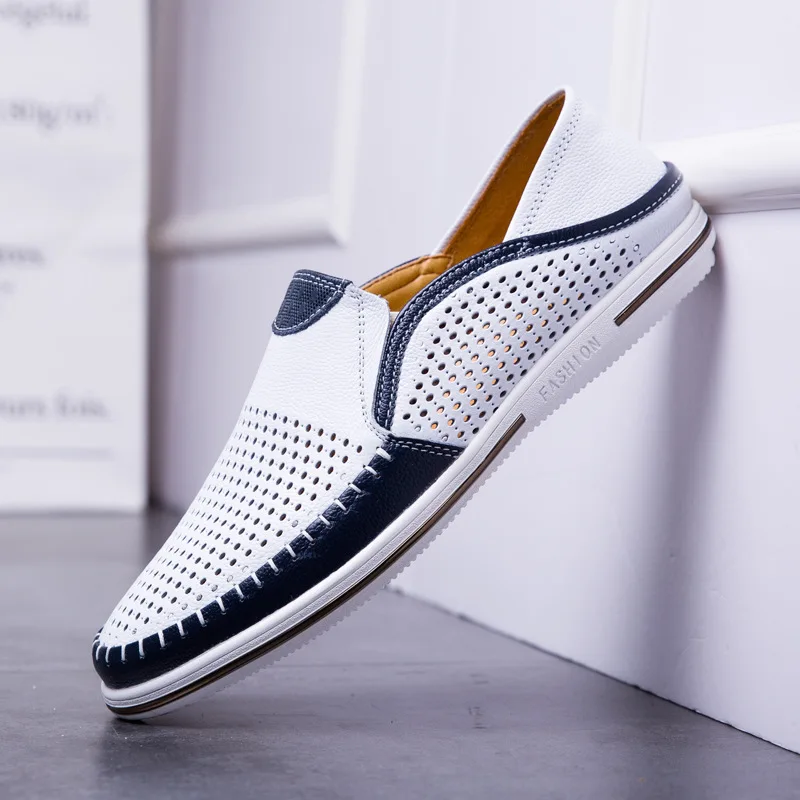 

Men Casual Shoes Genuine Leather Male White Sneakers Handcrafted Brand Mens Loafers Breathable Shoes Sapato Social Masculino