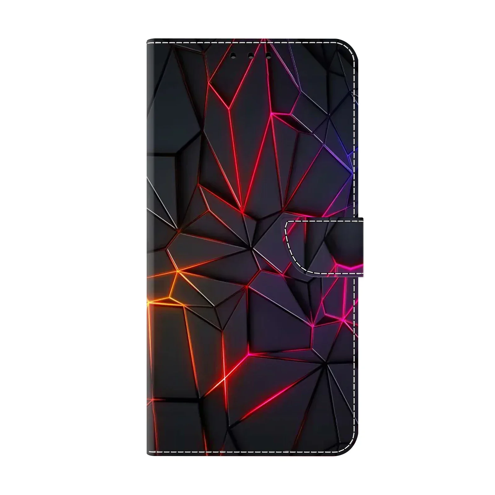 Stylish 3D Painted Magnetic Flip Wallet Phone Case Cover