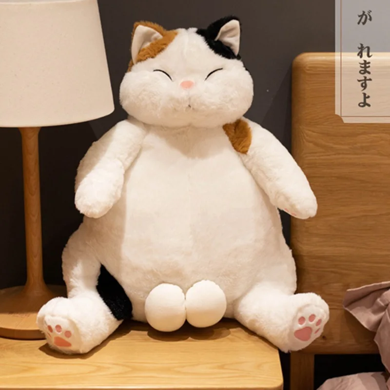 

35/45cm Japan Lazy Cat Plush Doll Like Real Fuzzy Soft Stuffed Animal Sitting Sleeping Plush Toy Black Colors Children Present