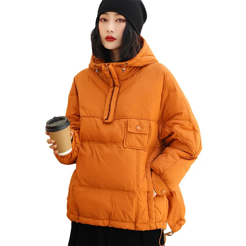 Women's Sweater Pullover New Loose Fat Thin Short Duck Down Jacket Outdoor Trekking Travel Camp Skiing Warm Coat Tooling Outer