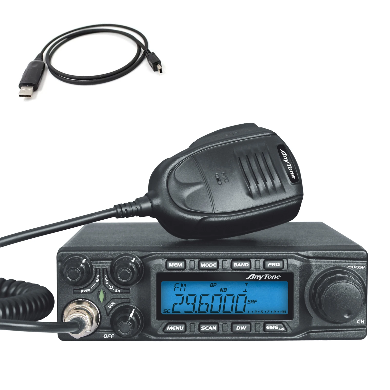 

AnyTone AT-6666 10 Meter Radio High Power 15W/45W/60W 40CH Mobile Transceiver SSB(PEP)