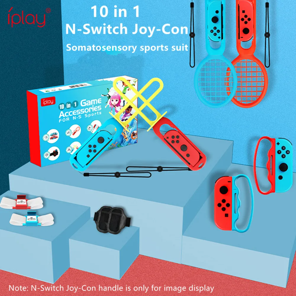 HBS447 10In1 Switch Sports with Control Set Joy-con Wristband Tennis Racket Leg Strap Motion for Switch Game Accessories