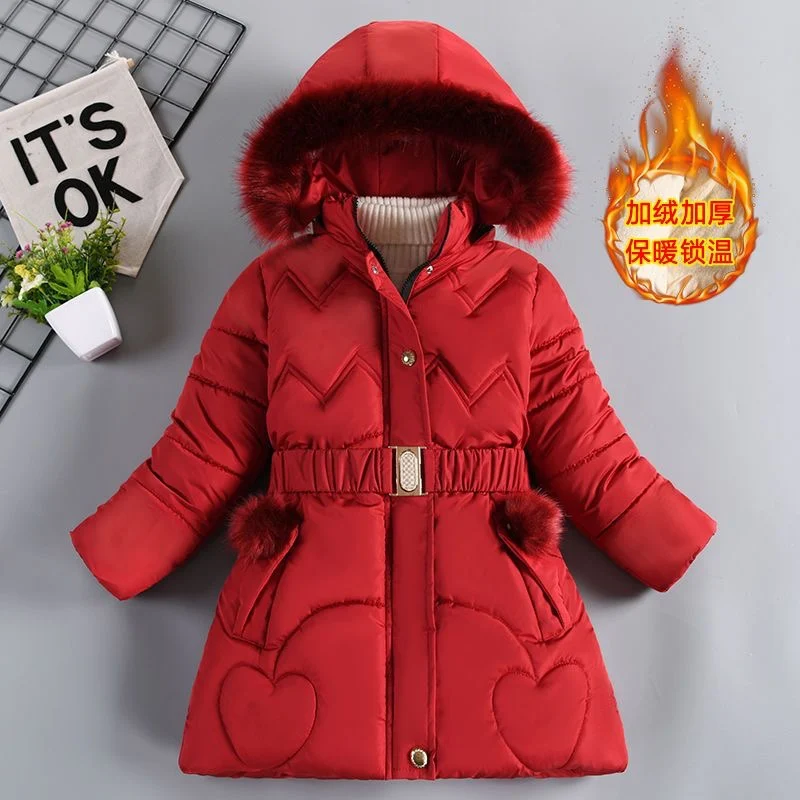 Children Jackets Girls Coat 3 4 5 6 8 10 Years Winter Girls Coat Keep Warm Thicken Kids Jacket Hooded Zipper Fur Collar Princess Outerwear