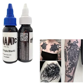 Inchiostro per Tatuaggi Triple Black Pigment 1oz (30ml), Pigmento per Disegno Corporeo, Nero Naturale per Trucco Permanente