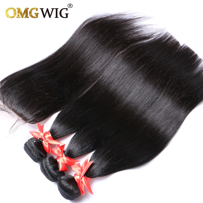 Natural Color Hair Bundles With 13x4 HD Frontal Straight Brazilian Human Hair 13X6 Frontal Brazilian