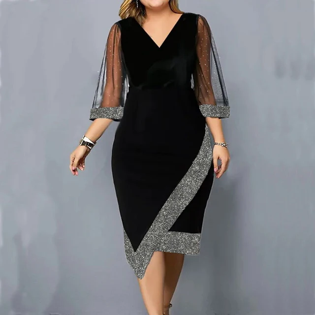 L-5XL Oversized Vintage Dress for Women 2023 Summer Elegant Evening Party Elegant Dresses Female Clothing Solid Maxi Skirt Rode 1