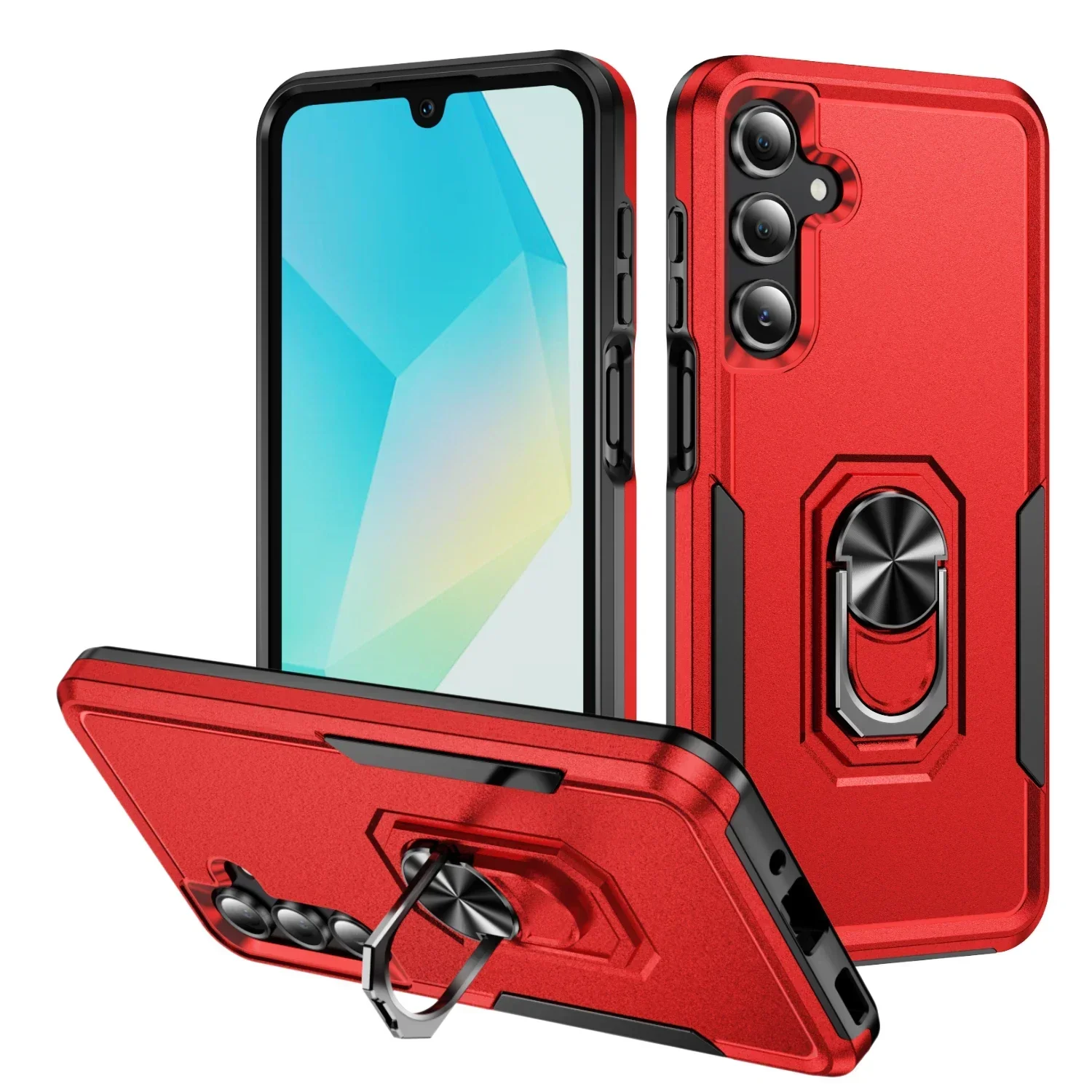 Durable Metal Ring Holder Phone Case with TPU Frame and Plastic Back Cover